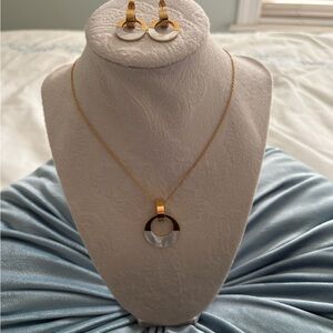 Custom Design from Local Jeweler Gold and Mother of Pearl Necklace & Earring Set